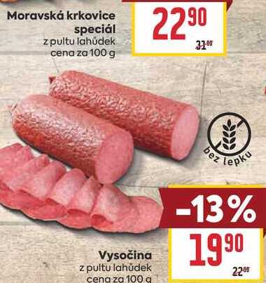 Moravská krkovice speciál z pultu lahůdek cena za 100 g 