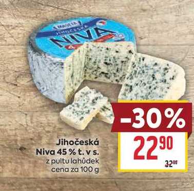 Jihočeská Niva 45% t. v s. z pultu lahůdek cena za 100 g