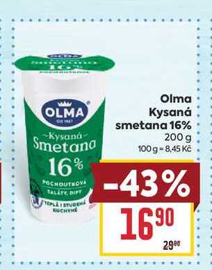 Olma Kysaná smetana 16% 200 g