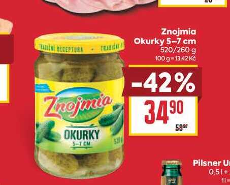 Znojmia Okurky 5-7 cm 520/260 g