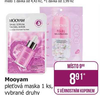 Mooyam pleťová maska 1 ks, vybrané druhy