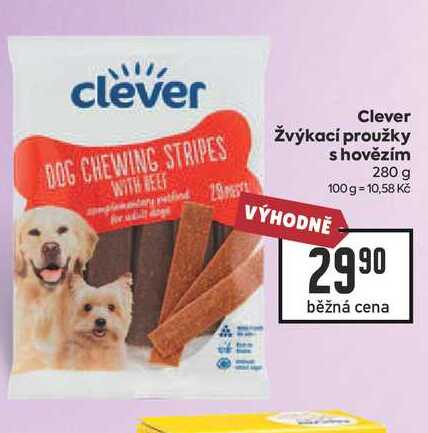 Clever Žvýkací proužky s hovězím 280 g