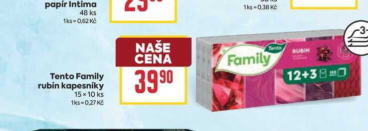 Tento Family rubín kapesníky 15 x 10 ks