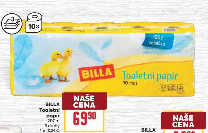 BILLA Toaletní papír 207 m