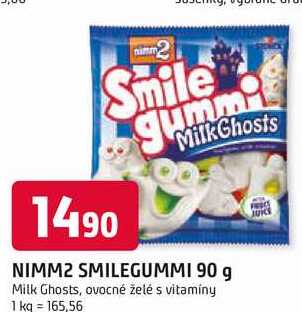NIMM2 SMILEGUMMI 90 g Milk Ghosts, ovocné želé s vitamíny
