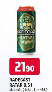 RADEGAST RATAR 0,5l pivo světlý ležák, plech