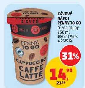 KÁVOVÝ NÁPOJ PENNY TO GO různé druhy, 250 ml