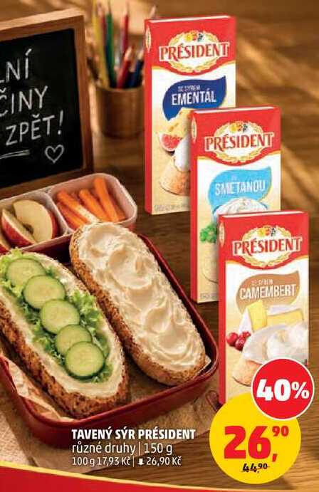 TAVENÝ SÝR PRÉSIDENT různé druhy, 150 g