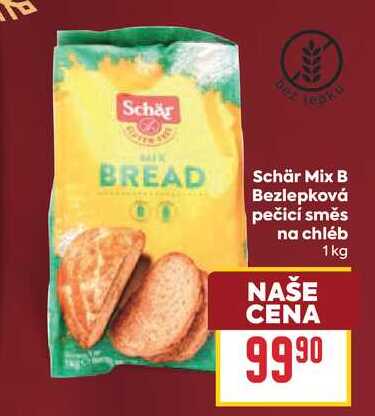 Schär Mix B Bezlepková pečicí směs na chléb 1kg 