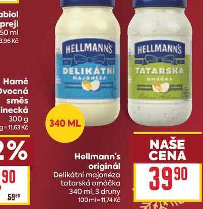 Hellmann's originál Delikátní majonéza tatarská omáčka 340 ml