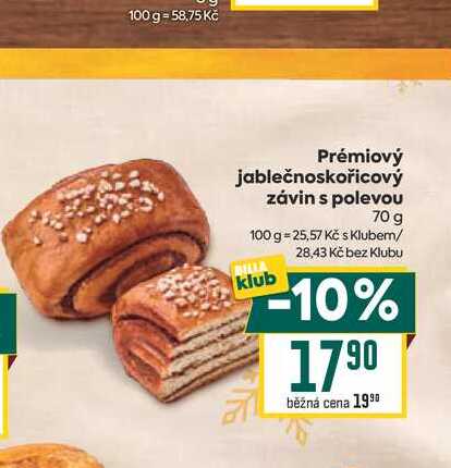 Prémiový jablečnoskořicový závin s polevou 70 g
