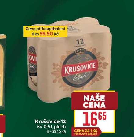 Krušovice 12 6x 0,51, plech