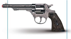 Kovbojský revolver stříbrný