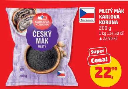 MLETÝ MÁK KARLOVA KORUNA, 200 g