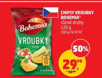 CHIPSY VROUBKY BOHEMIA různé druhy, 120 g 