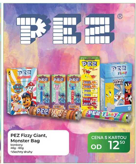 PEZ Fizzy Giant, Monster Bag bonbony 46g-60g