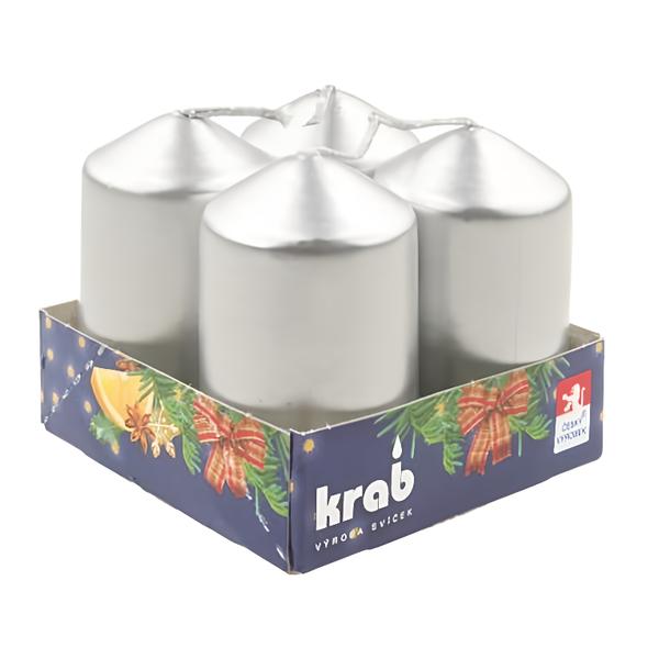 Krab Adventní svíce válec stříbrný LAK 40x80 mm