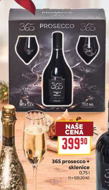 365 prosecco + sklenice 0,75l