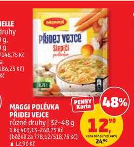 MAGGI POLÉVKA PŘIDEJ VEJCE různé druhy, 32-48 g