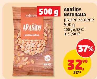 ARAŠÍDY NATURALIA pražené solené, 500 g