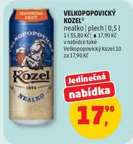 VELKOPOPOVICKÝ KOZEL nealko plech, 0,5 l