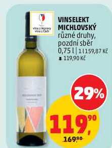 VINSELEKT MICHLOVSKÝ různé druhy, 0,75 l