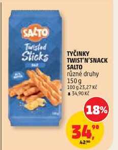 TYČINKY TWIST'N'SNACK SALTO různé druhy, 150g
