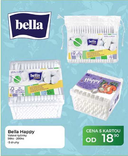 Bella Happy Vatové tyčinky 56ks-200ks