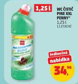 WC ČISTIČ PINE XXL PENNY, 1,25 l