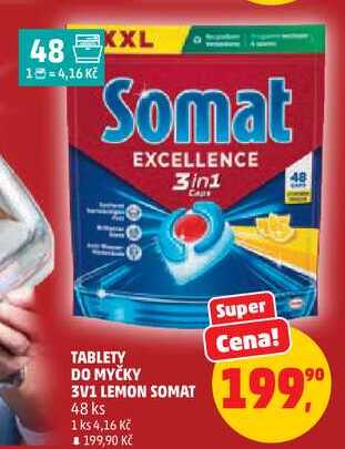 TABLETY DO MYČKY 3V1 LEMON SOMAT, 48 ks