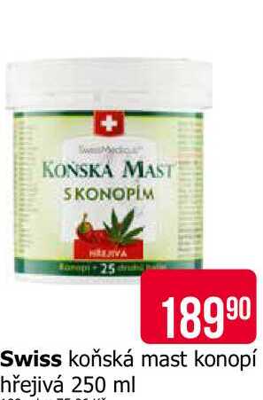 Swiss koňská mast konopí hřejivá 250 ml 