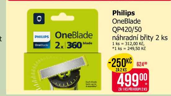 Philips OneBlade. QP420/50 náhradní břity 2 ks