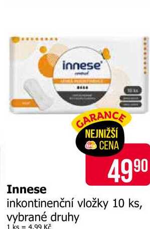 innese inkontinenční vložky 10 ks, vybrané druhy