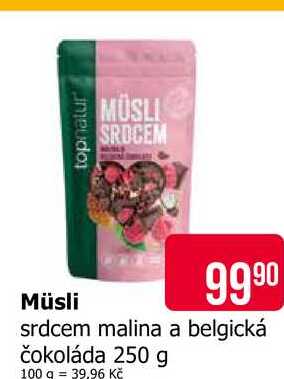 Müsli srdcem malina a belgická čokoláda 250 g 