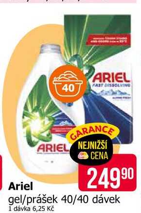 ARIEL gel/prášek 40/40 dávek 