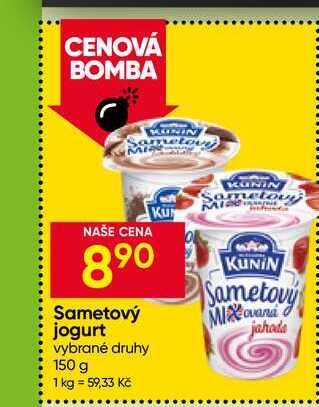 KUNÍN Sametový jogurt vybrané druhy 150 g