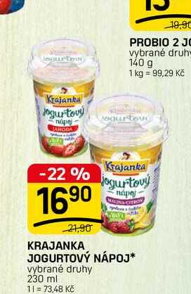 KRAJANKA JOGURTOVÝ NÁPOJ* vybrané druhy 230 ml 