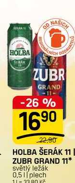 HOLBA ŠERÁK 11 ZUBR GRAND 11* světlý ležák 0,51 plech