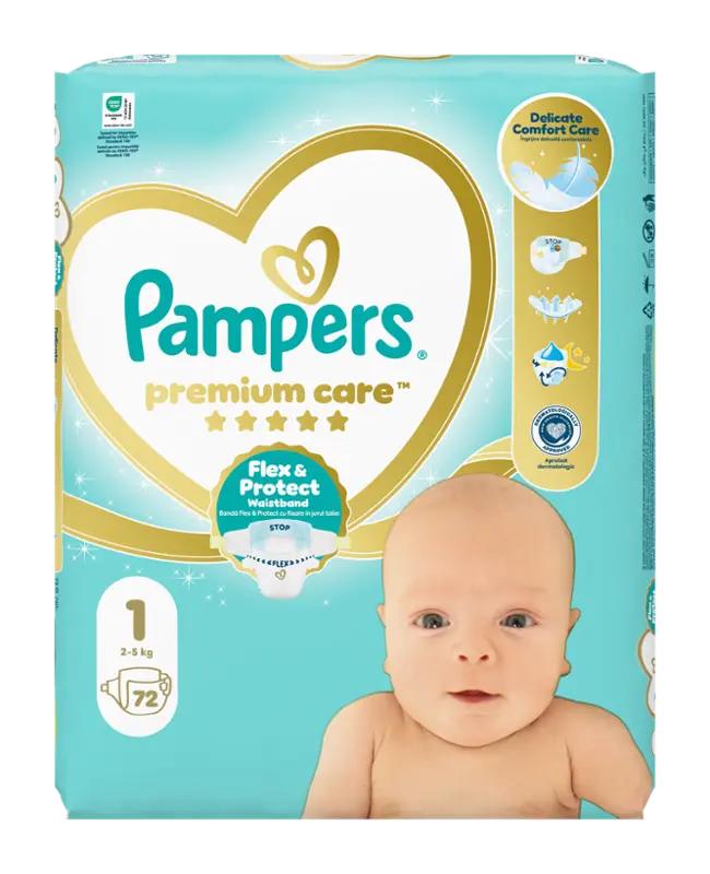 Pampers Pleny Premium Care, 2–5 kg, vel. 1, 72 ks