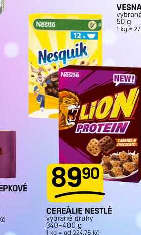 CEREÁLIE NESTLÉ vybrané druhy 340-400 g 