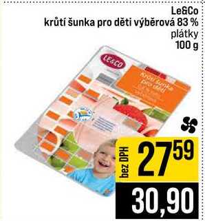 Le&Co krůtí šunka pro děti výběrová 83% plátky 100 g