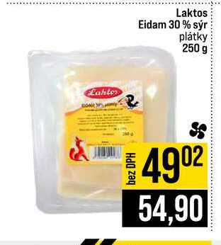 Laktos Eidam 30% sýr plátky 250 g 