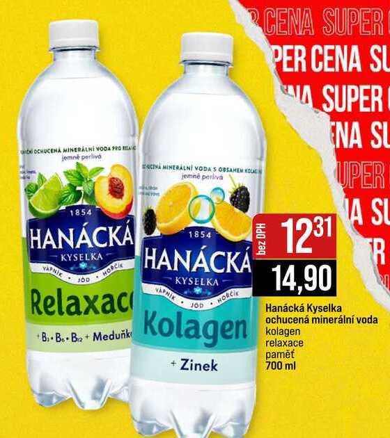 Hanácká Kyselka ochucená minerální voda kolagen relaxace paměť 700 ml