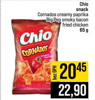 Chio snack Cornados creamy paprika Big Pep smoky bacon fried chicken 65 g