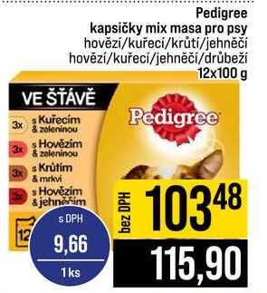 Pedigree kapsičky mix masa pro psy hovězí/kuřecí/krůtí/jehněčí hovězí/kuřecí/jehněčí/drůbeží 12x100 g