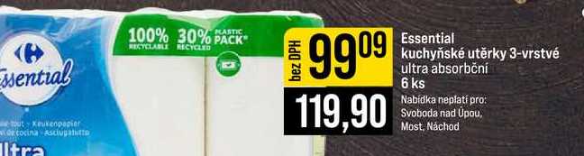 Essential kuchyňské utěrky 3-vrstvé ultra absorbční 6 ks