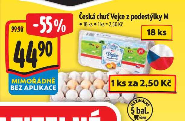  Česká chuť Vejce z podestýlky M   18 ks  