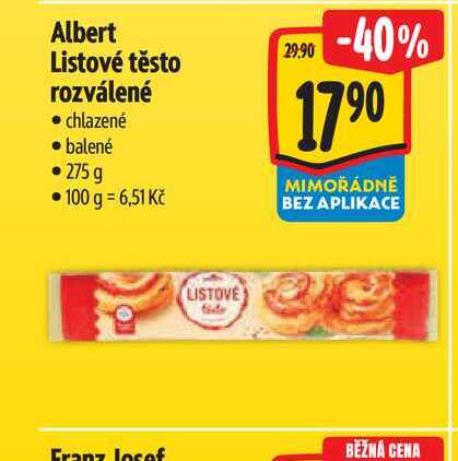 Albert Listové těsto rozválené  275 g