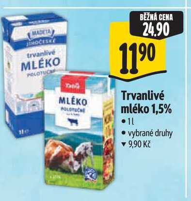   Trvanlivé mléko 1,5% 1 l