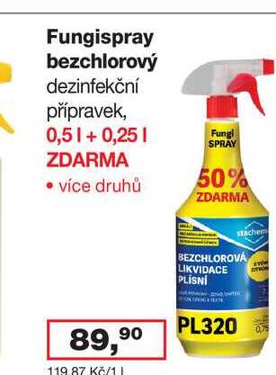 Fungispray bezchlorový dezinfekční přípravek, 0,5l
